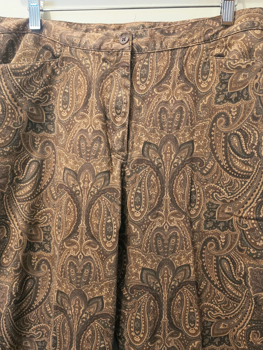 Lauren Ralph Lauren Paisley Brown Cotton Blend Chinos Pants Trousers Size 14